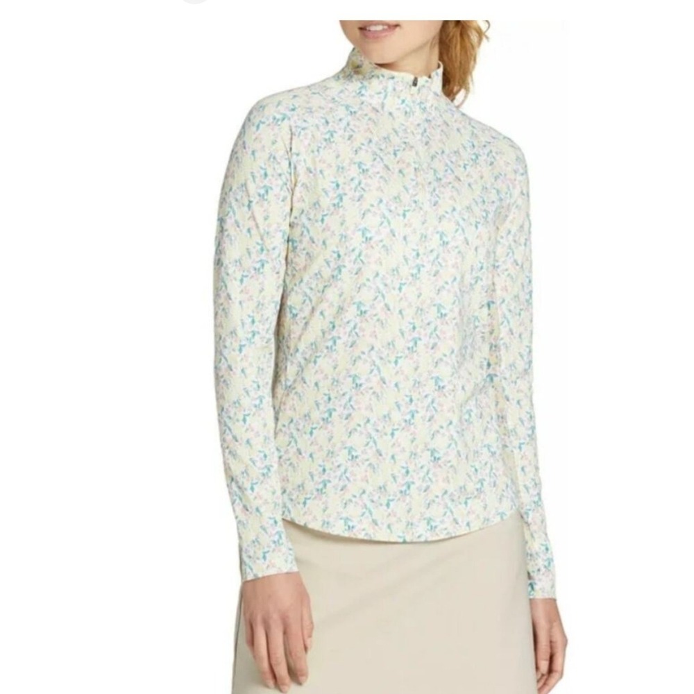 Walter Hagen Women's Performance 11 UV Suncover  Large, Fresco Ditsy‎ Lemon